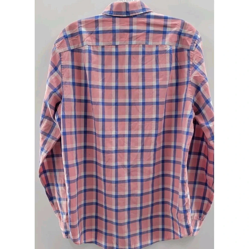 MENS J CREW LIGHTWEIGHT BUTTON‎ UP SHIRT -Pink/Blue Check- SIZE SMALL